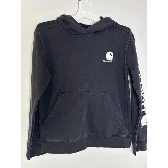Carhartt Other - Carhartt Kids Black Logo Graphic Hoodie Sweatshirt Boys Large 14-16 Fleece